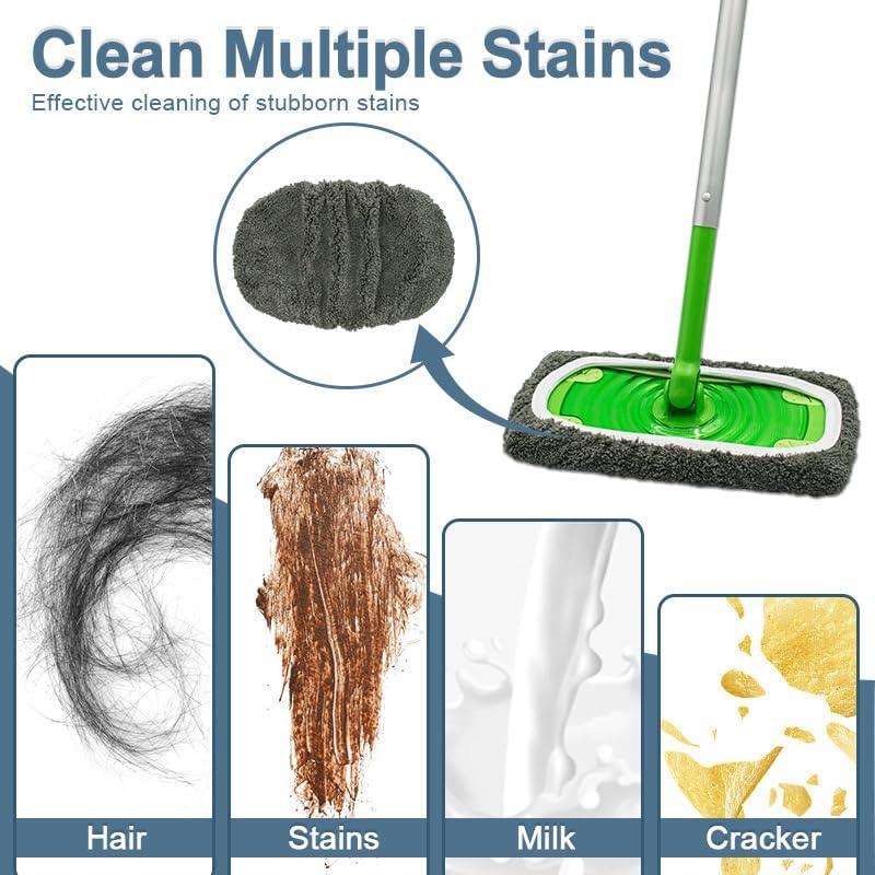 Febsow Reusable Microfiber Mop Pads 4PCS for Swiffer Sweeper