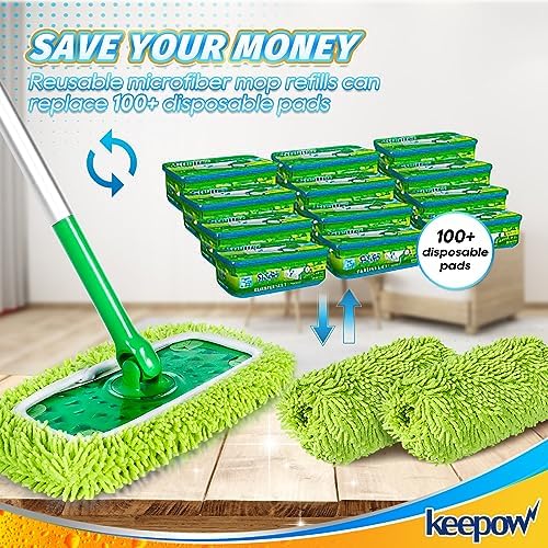 KEEPOW Reusable Microfiber Mop Pads 8 Pack