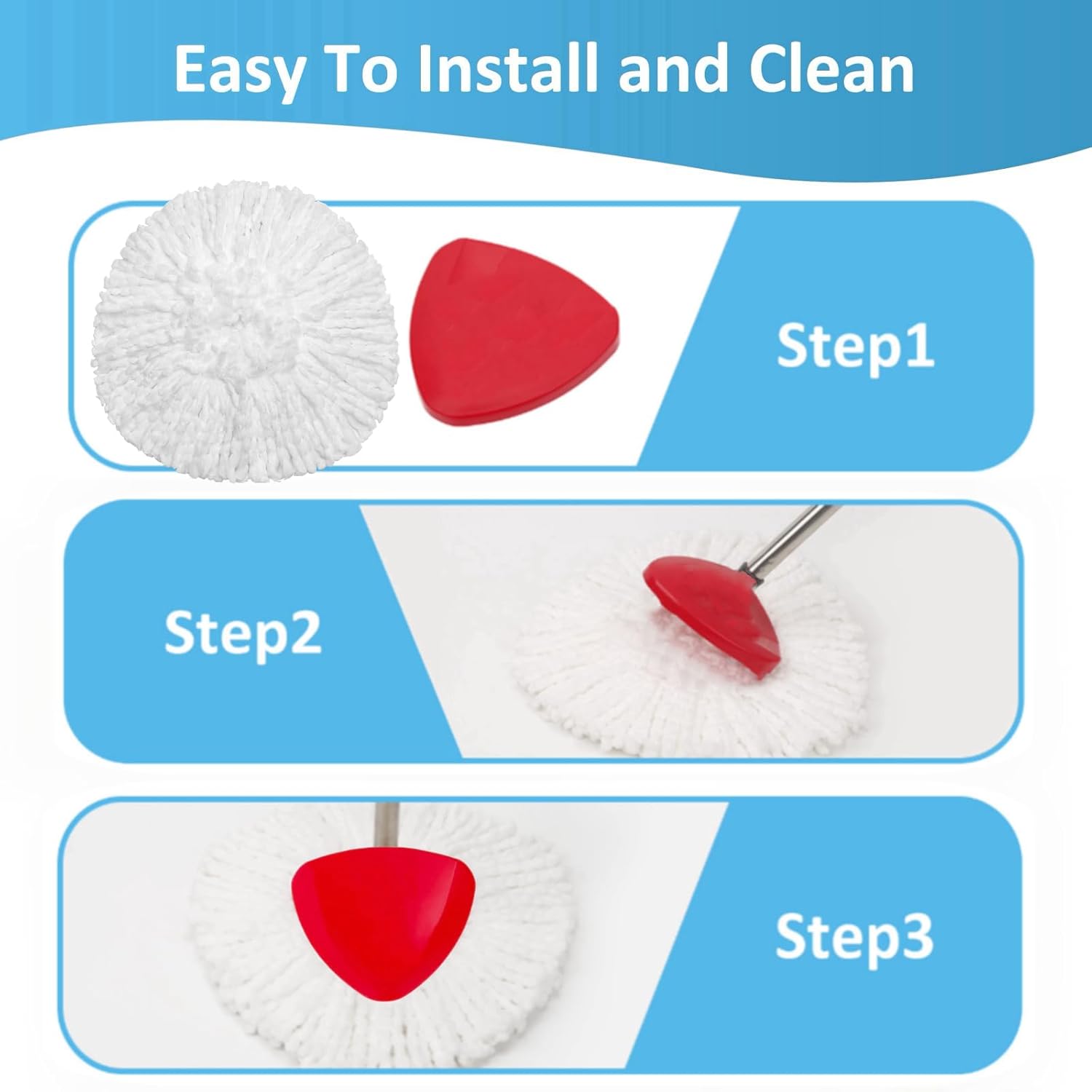 12 Pack Spin Mop Heads with 2 Bases for Oceda EasyWring System