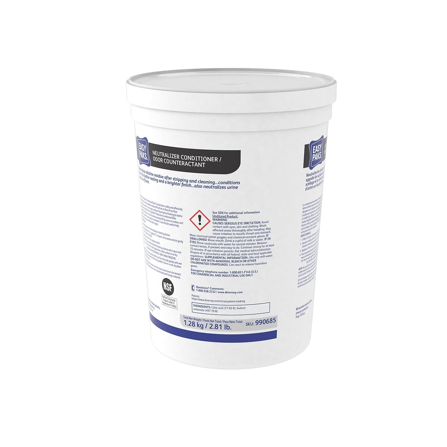 Diversey Easy Paks 990685 Neutralizer 5oz 90 Pack 2 TubsCarton
