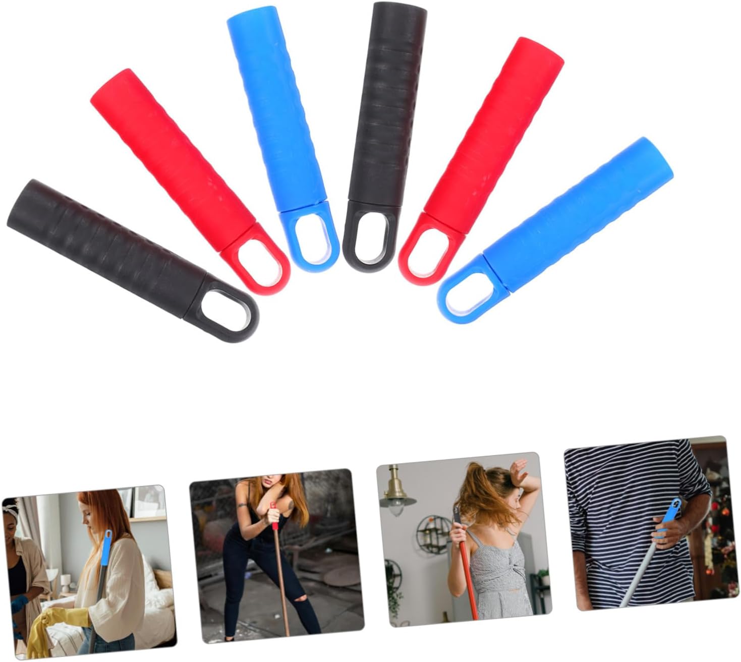 6Pcs Slip Mop Handle End Caps with Hanging Hook