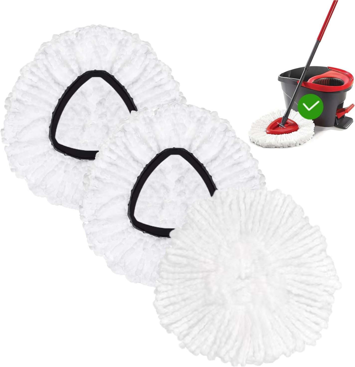 FOOKCIAN 3 Pack Microfiber Mop Refill Heads