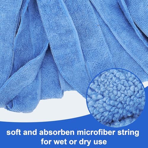 BeiLan Microfiber Mop Heads Replacements - 4 Blue Cloths with 1 Handle