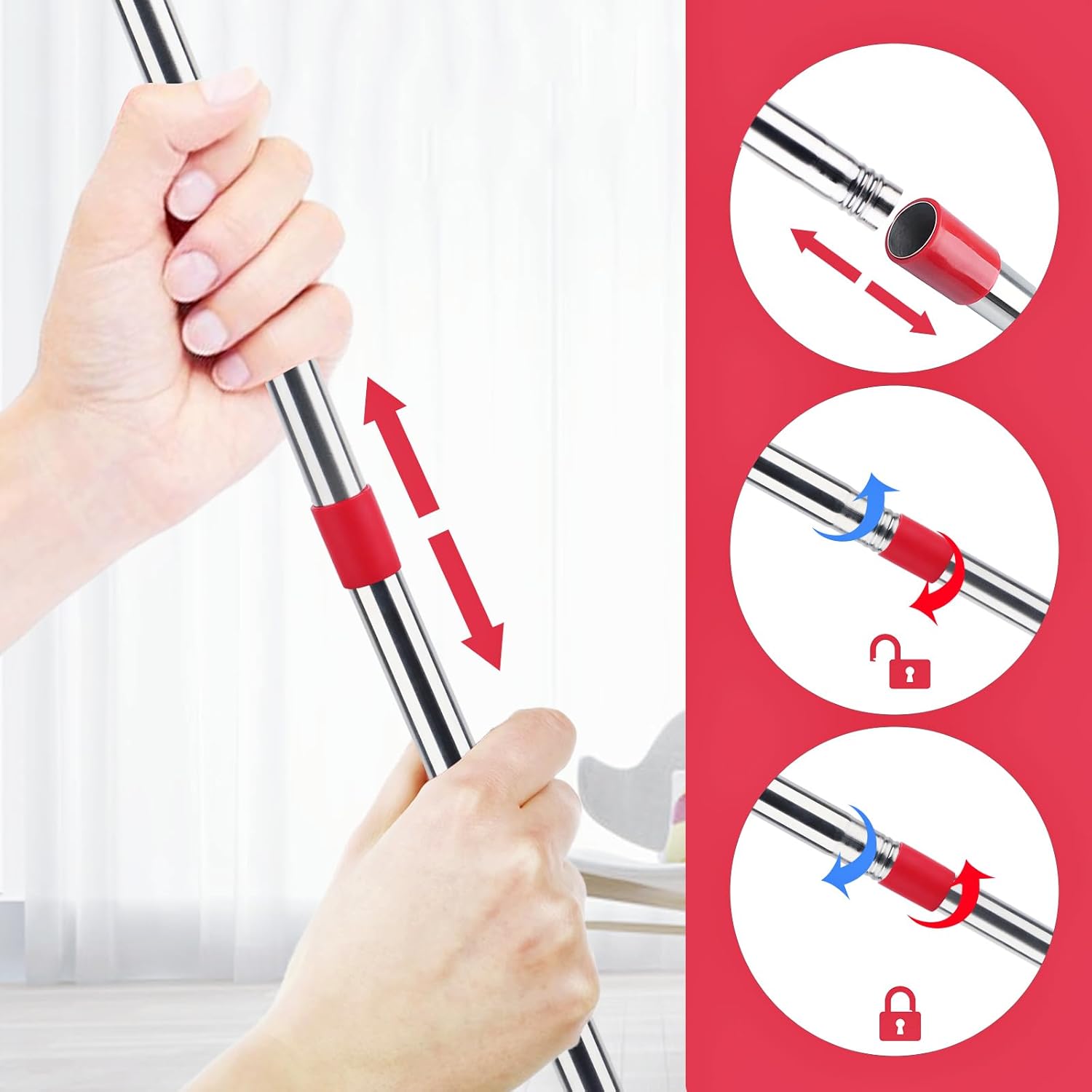 Sgizoku 4-Section 58 Spin Mop Handle Replacement 1