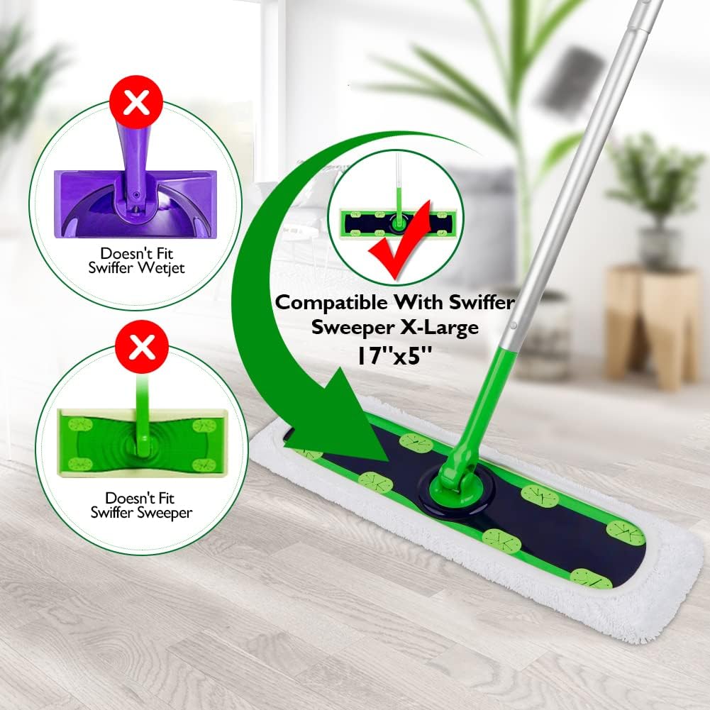 HOMEXCEL Reusable Microfiber Mop Pads - X-Large for Swiffer XL Sweeper