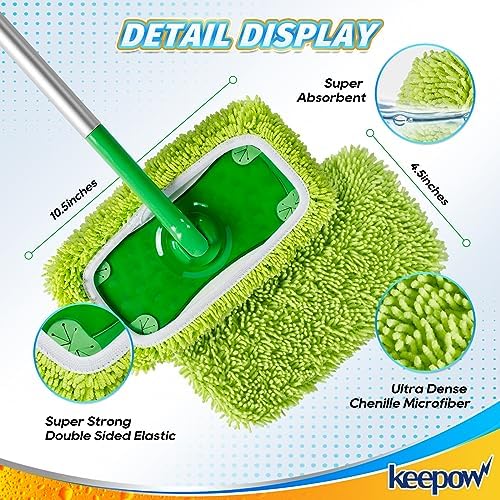 KEEPOW Reusable Microfiber Mop Pads 8 Pack