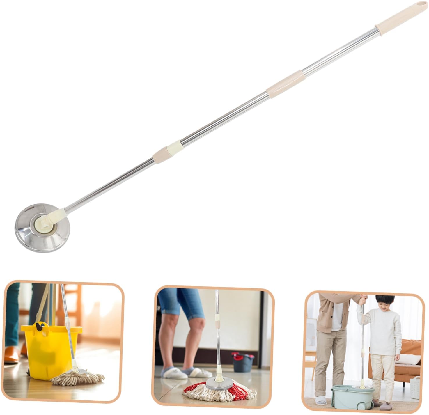 FRCOLOR Rotating Mop Handle Replacement Khaki Stick 1