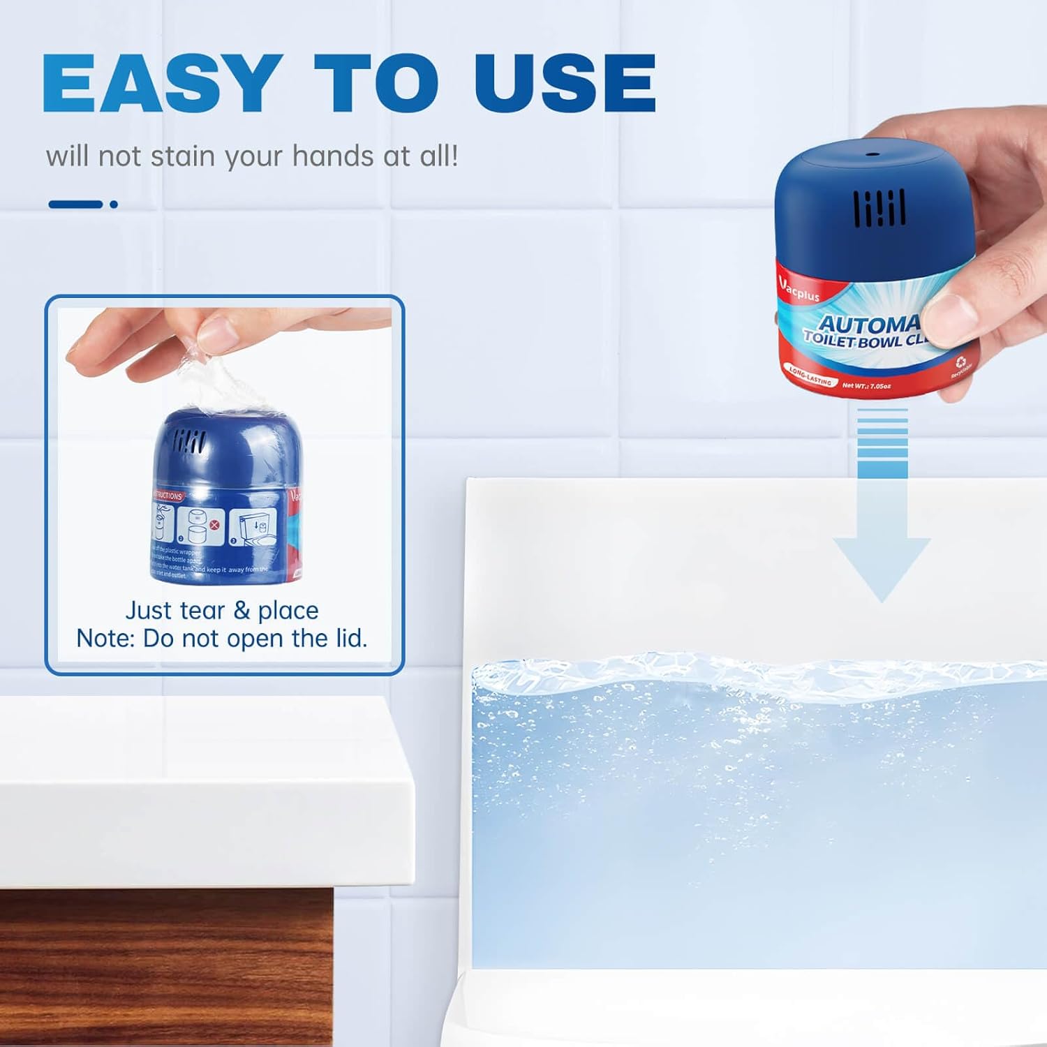 Vacplus Toilet Bowl Cleaners - 3 Pack Hands-Free Powerful