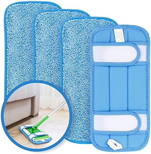 HOMEXCEL Microfiber Mop Pads - Swiffer Compatible 4 Pack Reusable Machine Washable