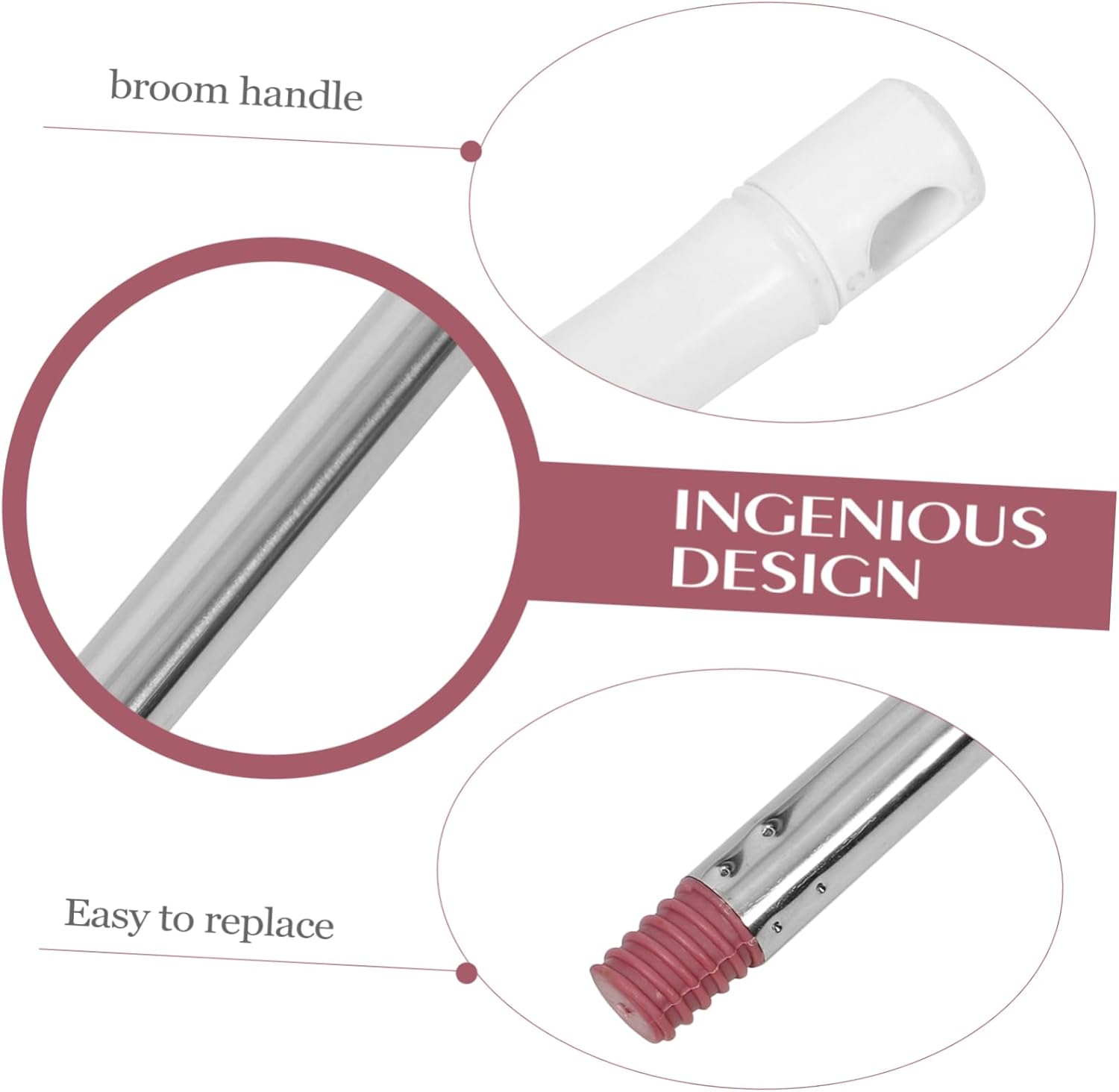 Minkissy Broom Rod Handle Grip with Two Handles