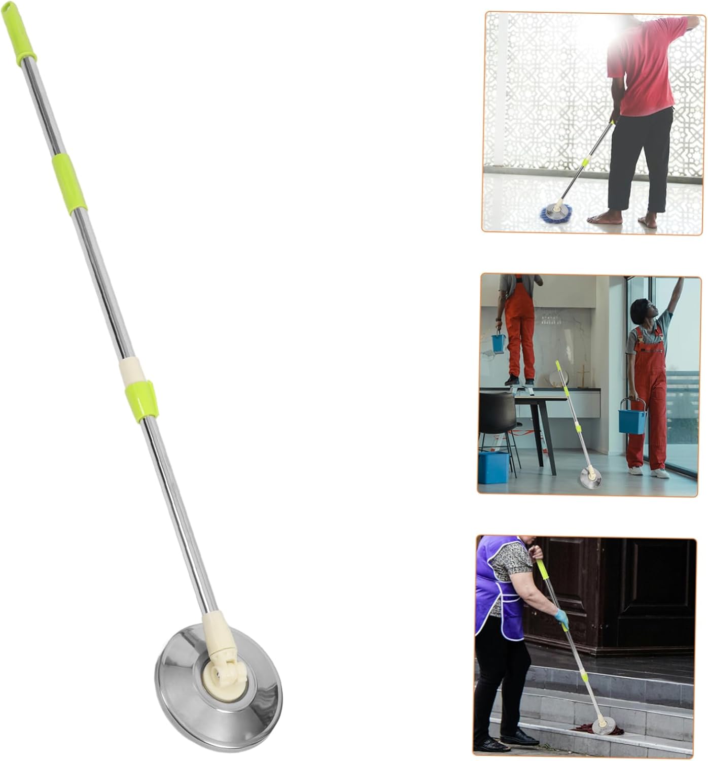 Rotating Mop Handle with Detachable Stainless Steel Pole
