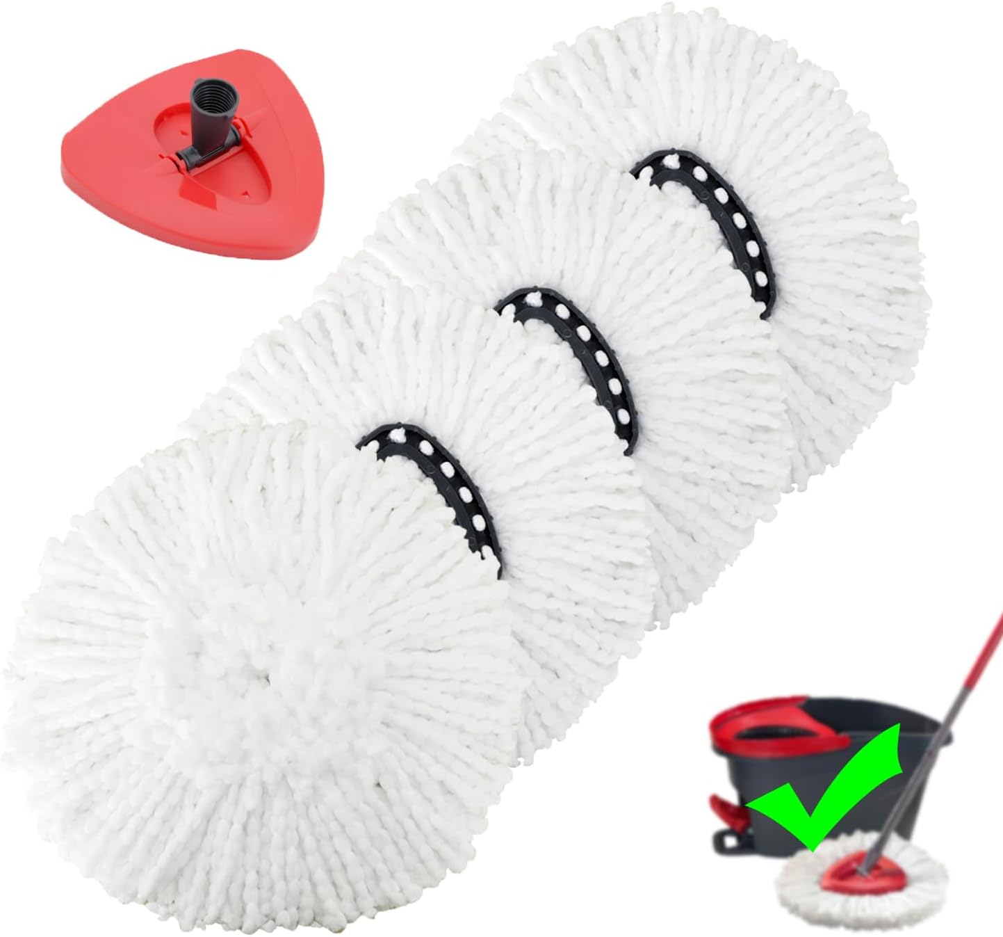 4 Pack Spin Mop Replacement Heads Microfiber
