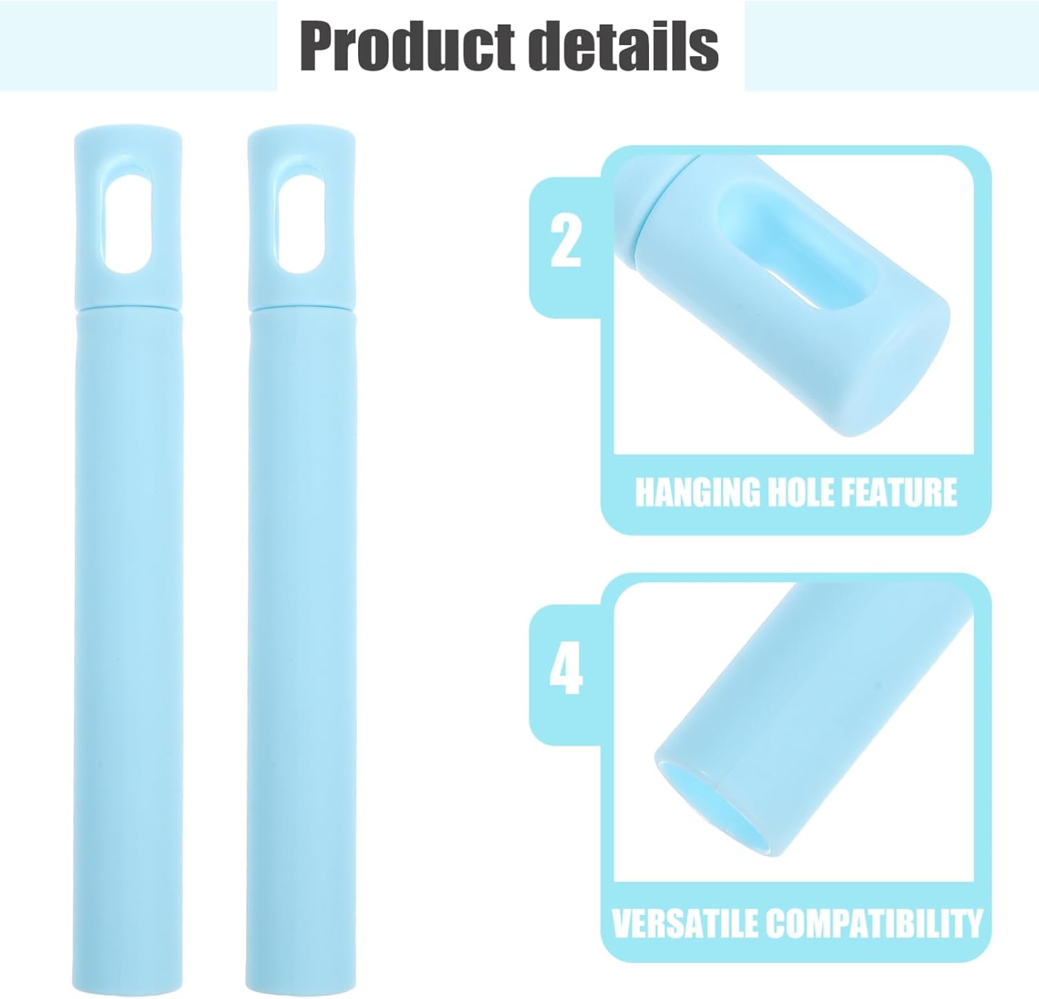 4Pcs Mop Handle Grip Ends Lightweight Plastic Replacement with Slip Design