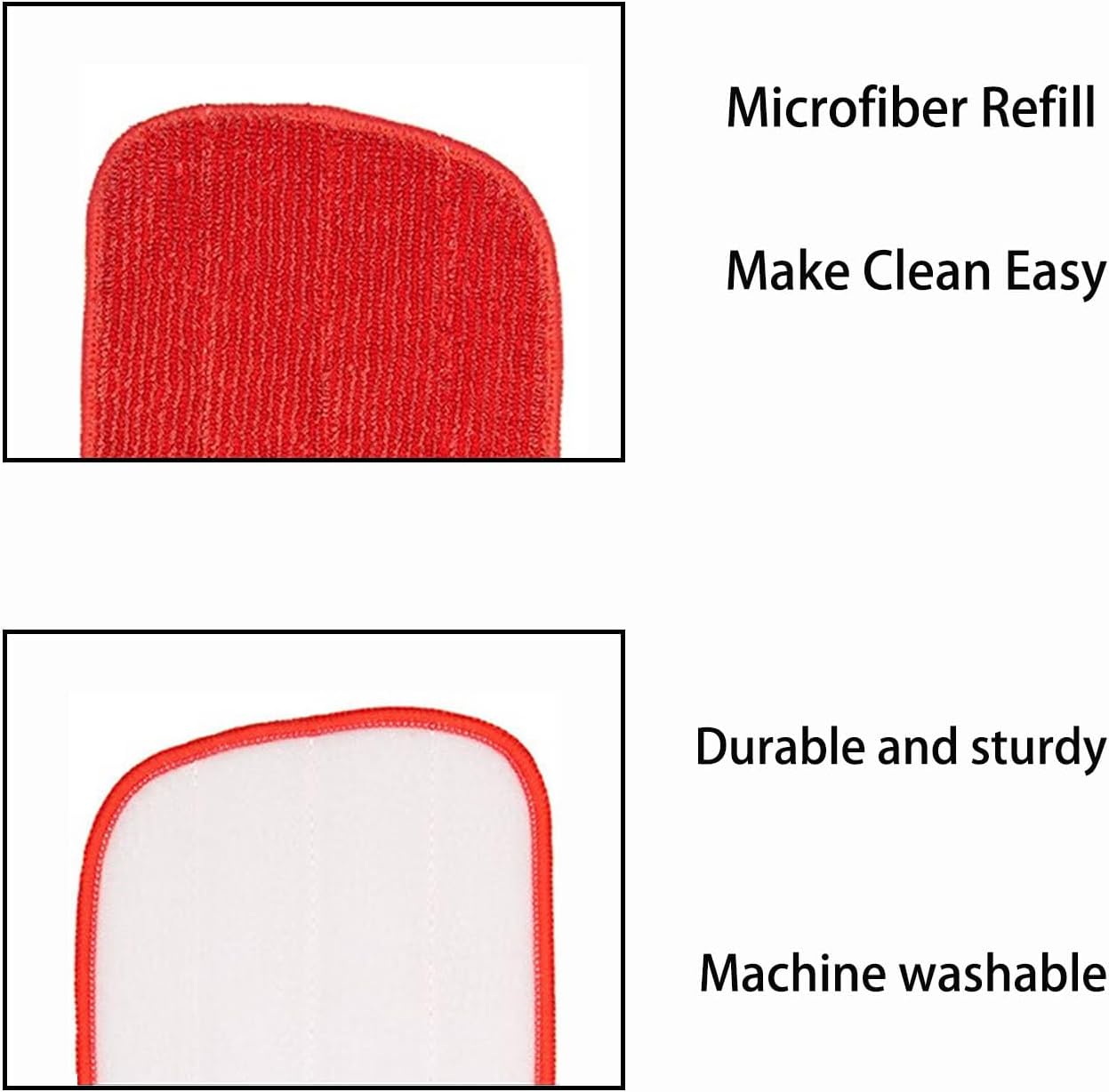 Rinakou 2 Pack Red Microfiber Mop Pads 1