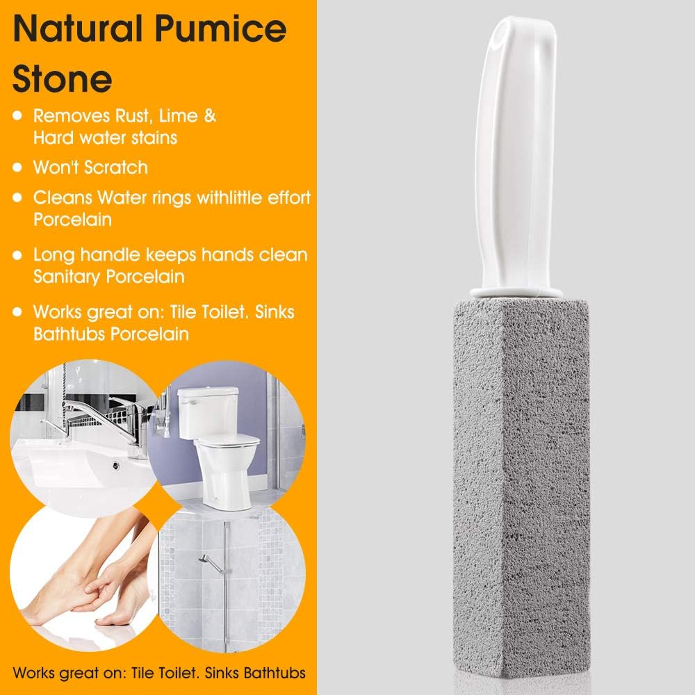 2 Pack Toilet Cleaner Pumice Stone with Ergonomic Handle