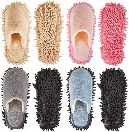Gerrii 4 Pair Microfiber Mop Slippers for Men Women Kitchen Cleaning