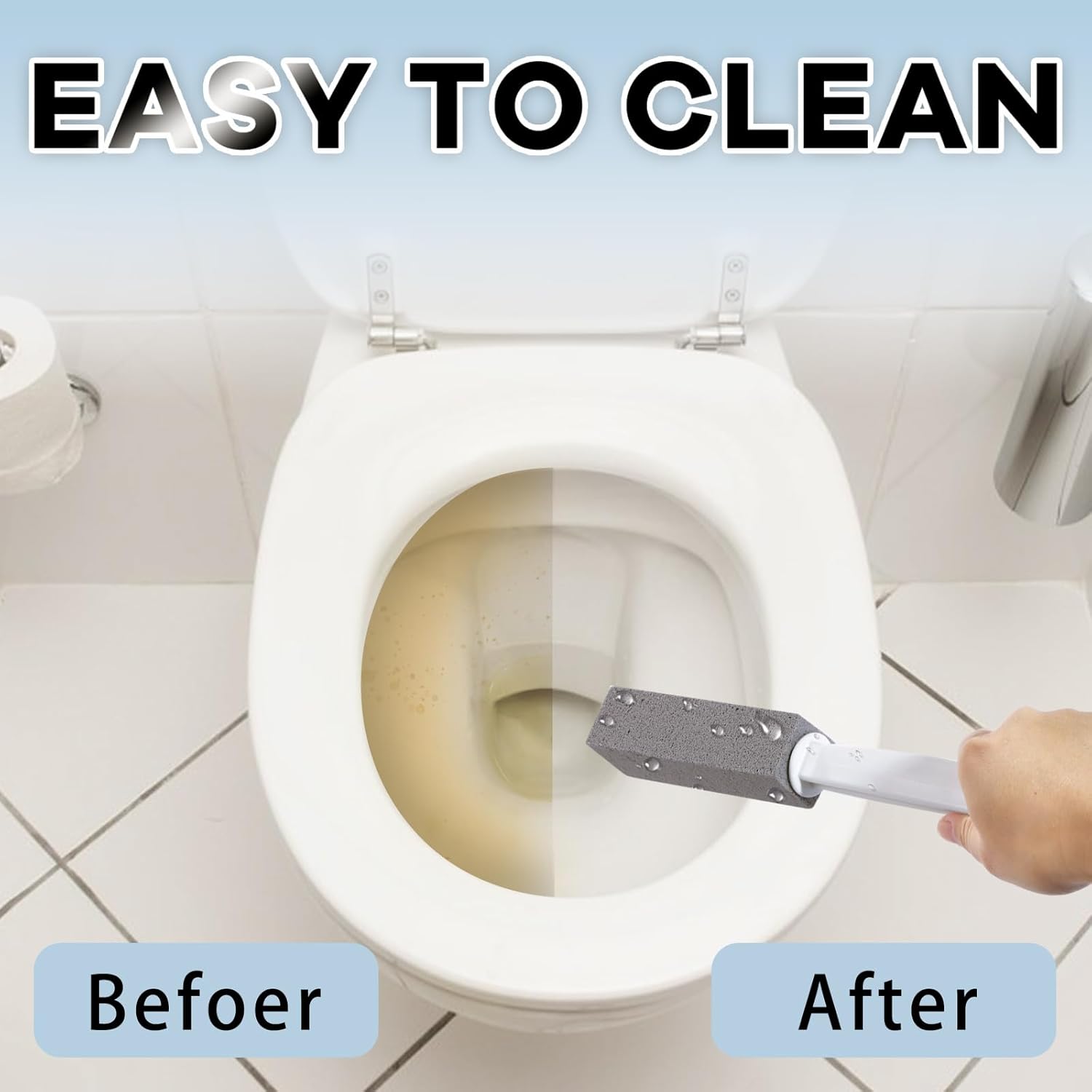 2 Packs Pumice Stones with Long Handles for Toilet and More