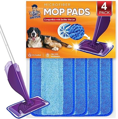 DR DAPPER Reusable Wet Jet Pads 4 Pack for Swiffer WetJet Mop
