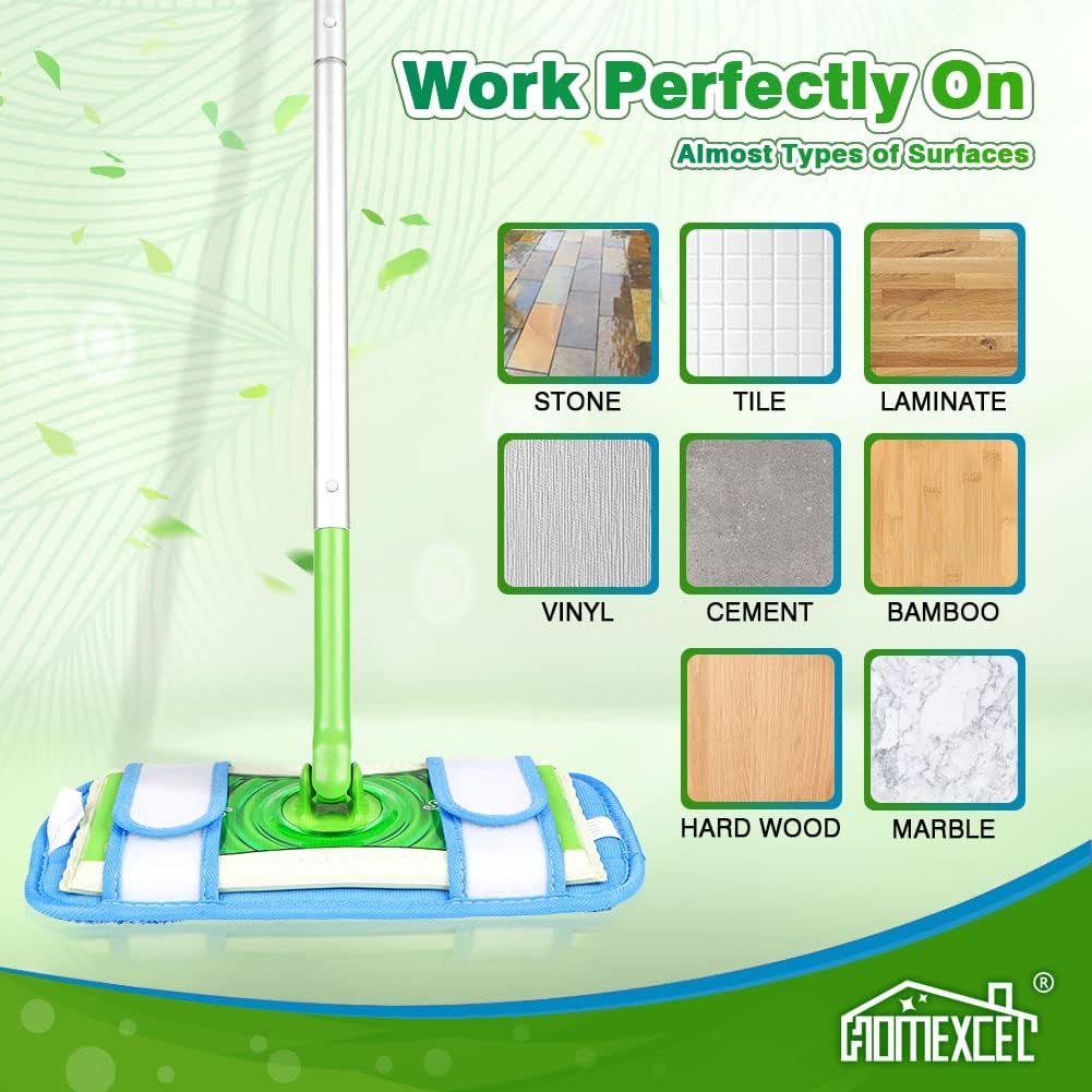 HOMEXCEL Microfiber Mop Pads - Swiffer Compatible 4 Pack Reusable Machine Washable