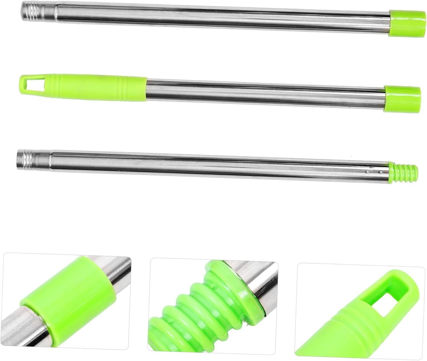 3-Section Mop Handle Replacement Sturdy Plastic Stainless Steel Mop Rod
