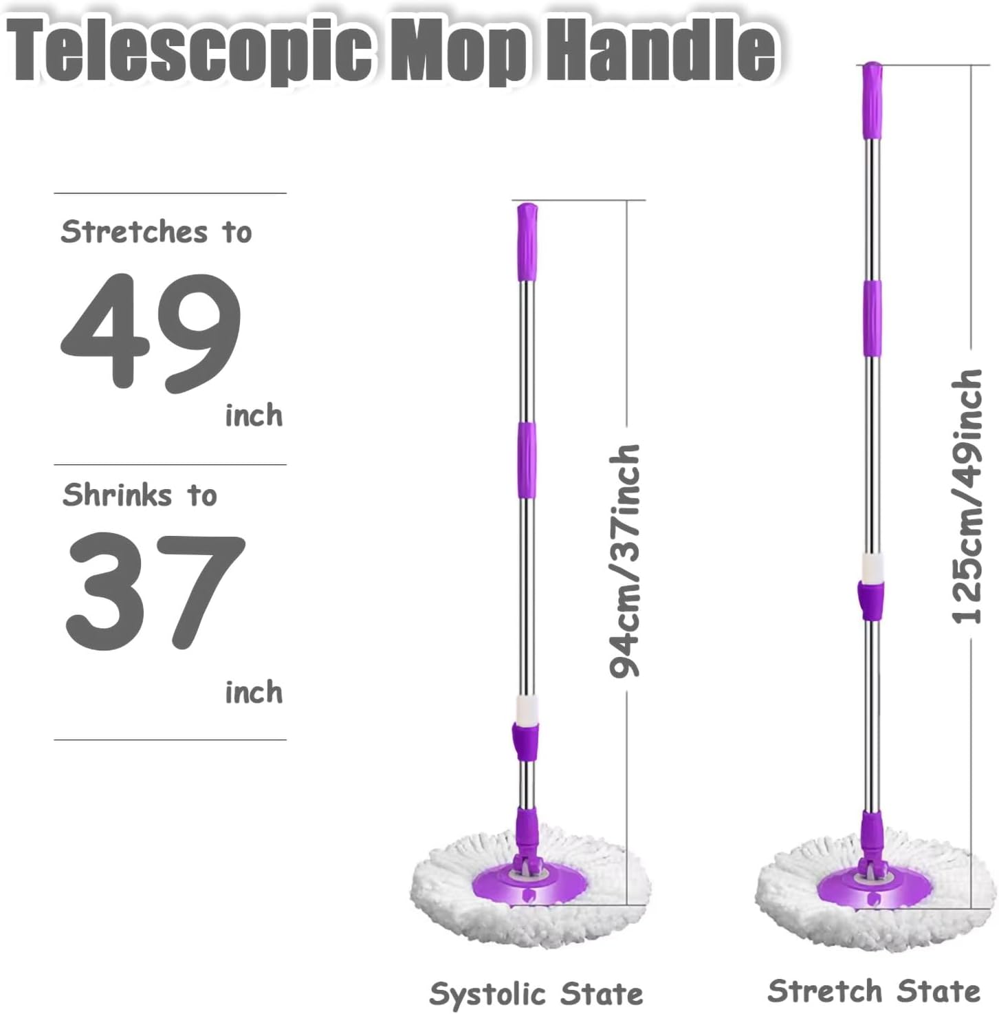 Midremer 49-inch Spin Mop Handle with Rotating Disc