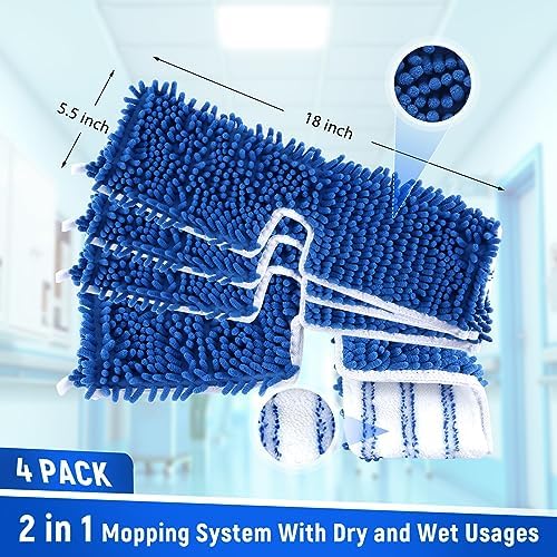 Kingmix 4 Pack Microfiber Flip Mop Refills