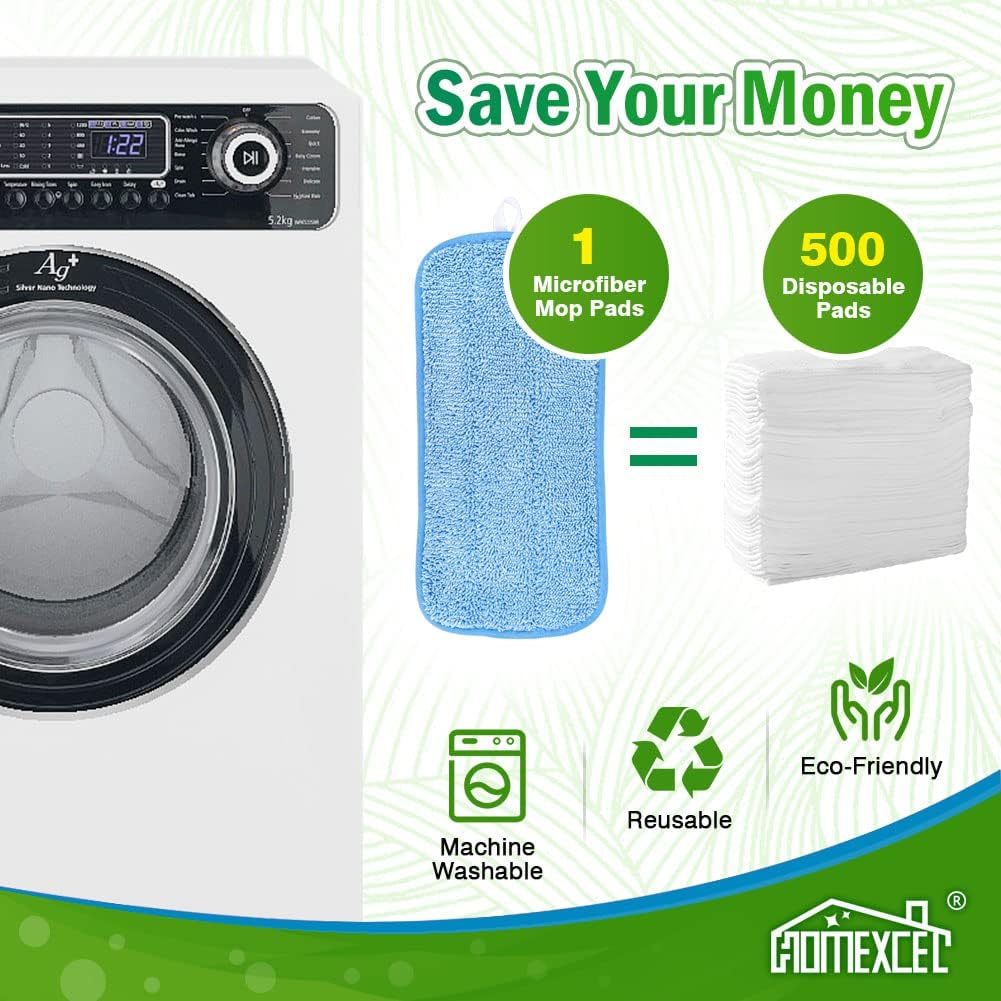 HOMEXCEL Microfiber Mop Pads - Swiffer Compatible 4 Pack Reusable Machine Washable