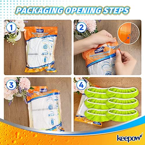 KEEPOW XL Mop Pads for Swiffer XL Reusable Washable 6 Pack