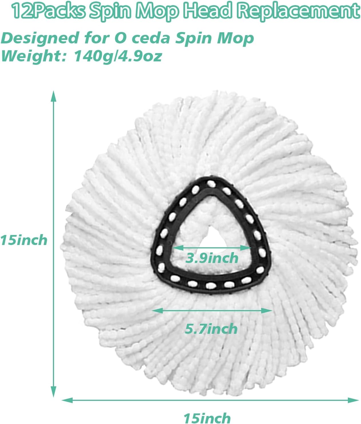12 PCS Spin Mop Replacement Heads Microfiber Compatible with Cedar Mop