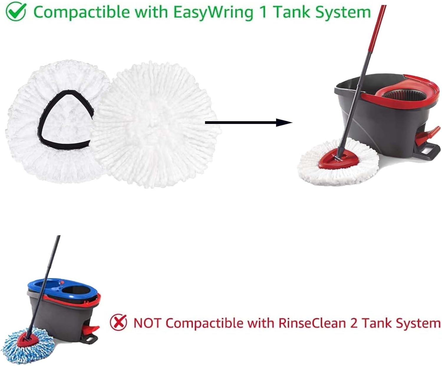 FOOKCIAN Spin Mop Refill Head - Microfiber Deep Clean Machine Washable