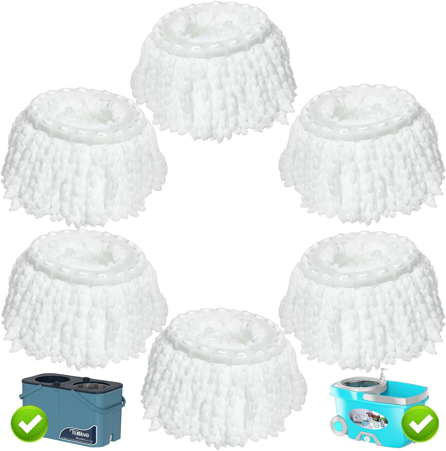 6 Pack Mop Head Replacements for RinseWise and FunClean Spin Mops