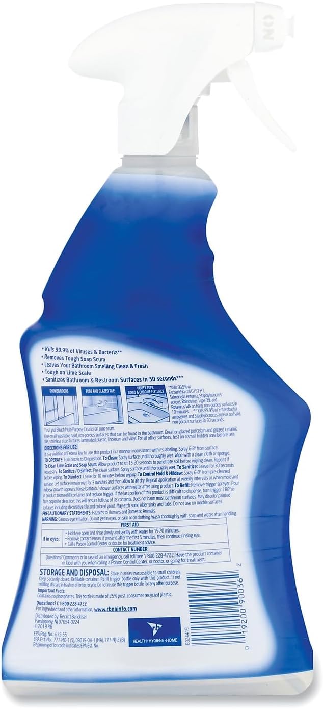 Lysol Bathroom Cleaner Spray 22oz 0 Bleach Hydrogen Peroxide Fresh Scent
