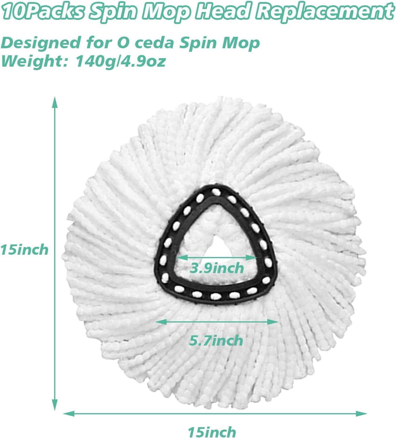 16 PCS Spin Mop Replacement Heads 100 Microfiber with Cedar Handle