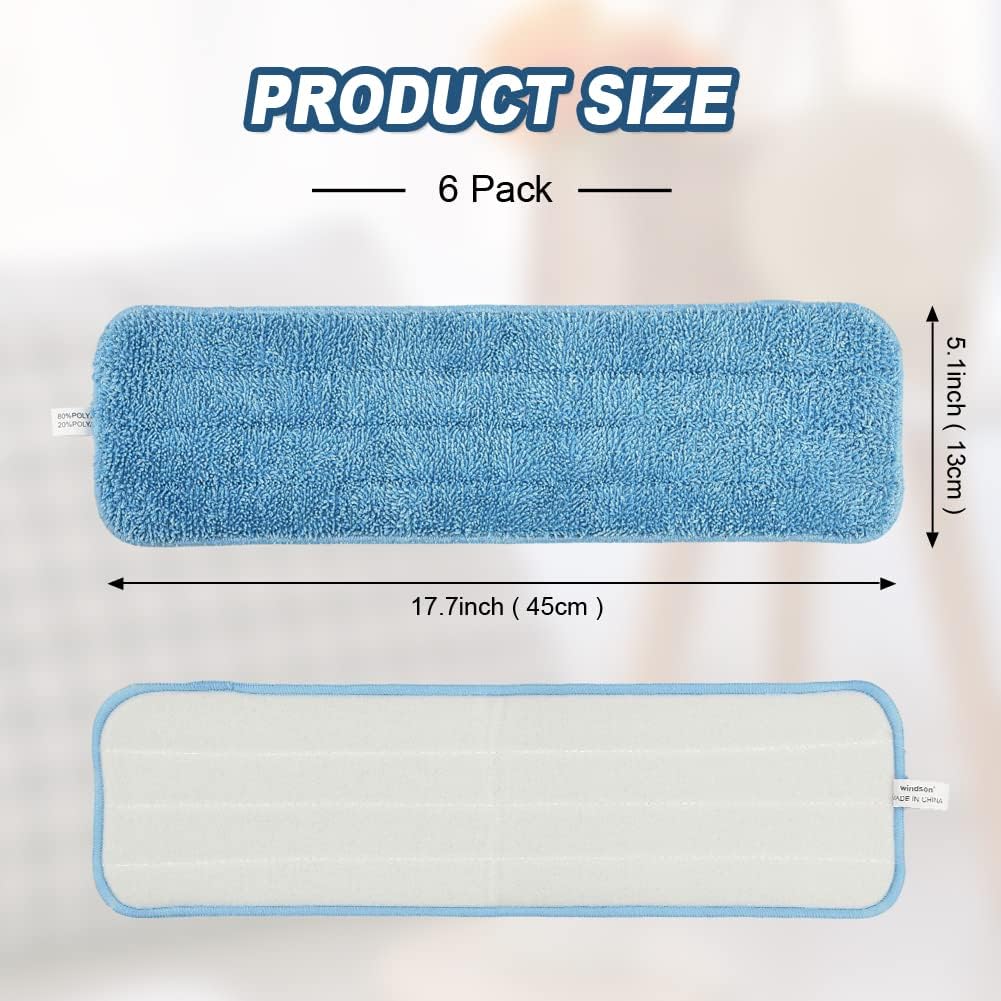 Windson 6 Pack 18 Microfiber Mop Pads Reusable
