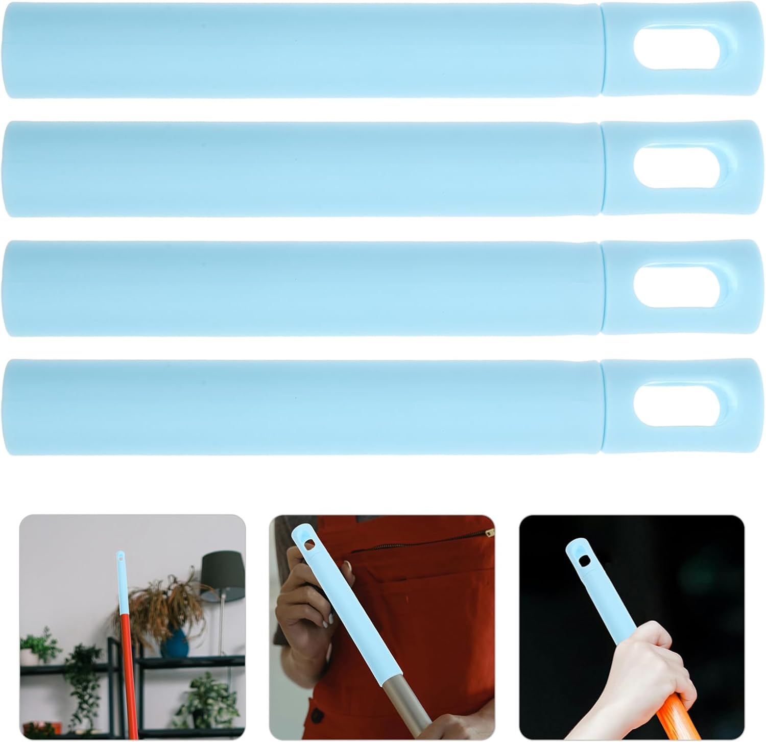 4Pcs Mop Handle Grip Ends Lightweight Plastic Replacement with Slip Design