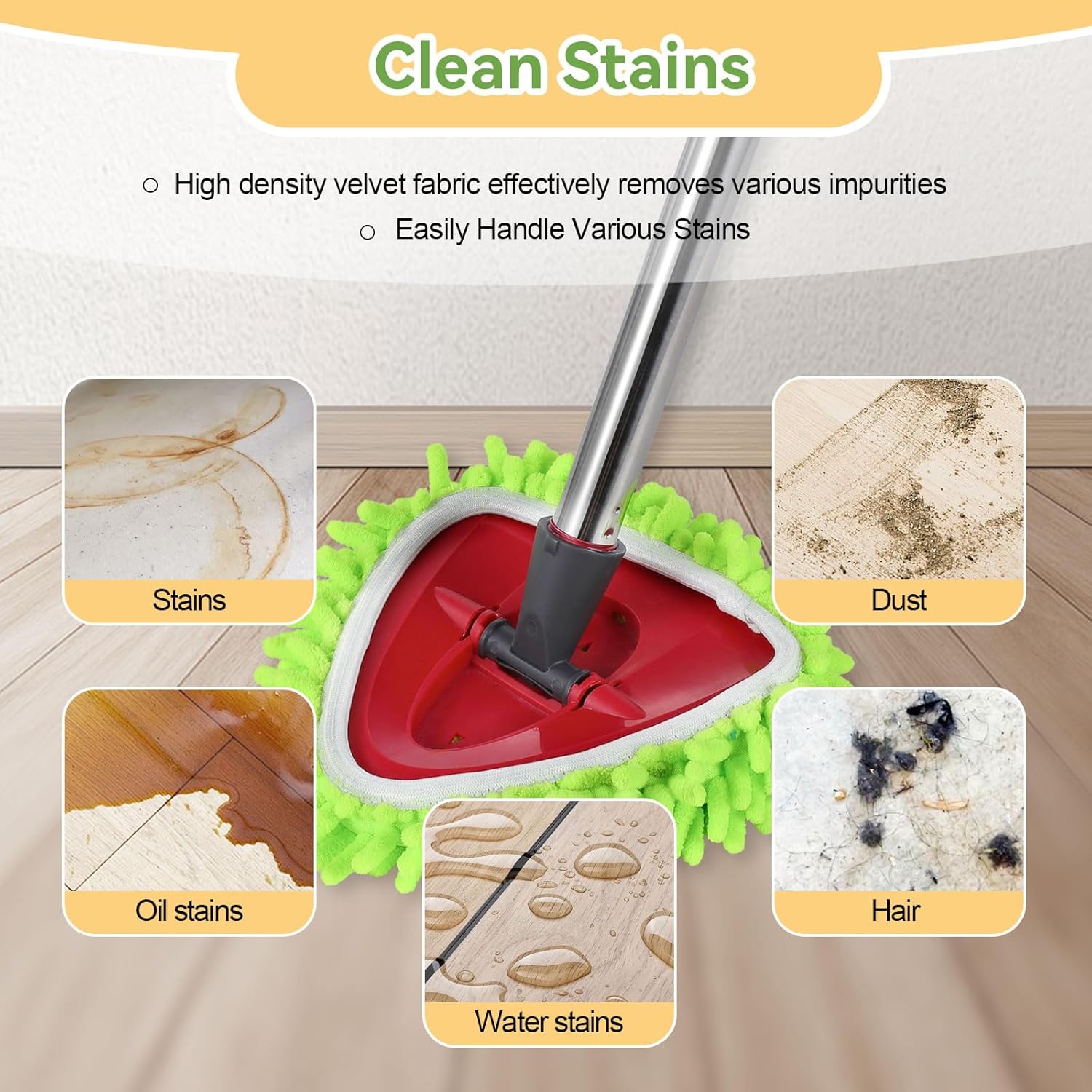 BywoBywo Upgraded Scrub Brush Mop Replacement Set 7 Pack