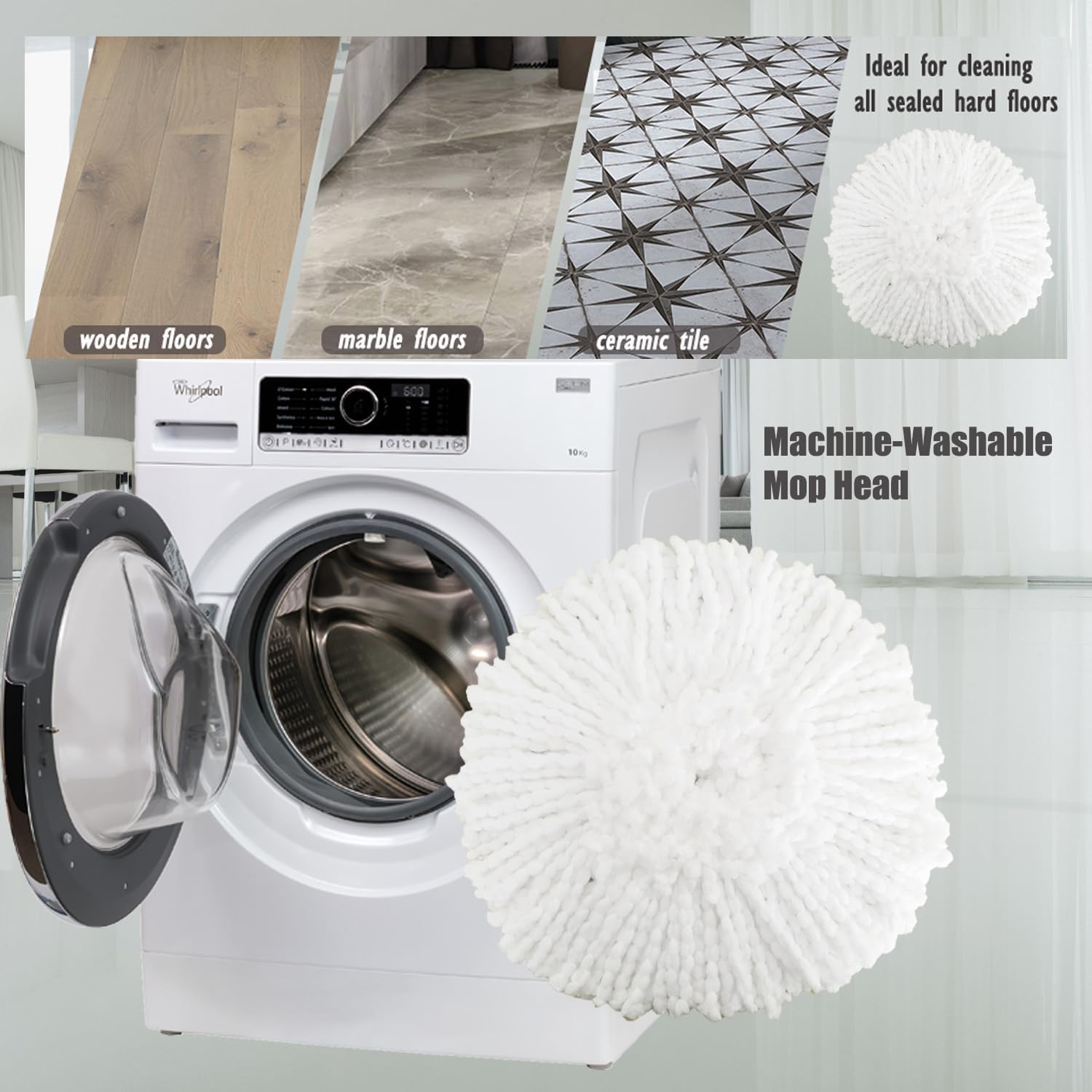 4 Pack Spin Mop Replacement Heads Microfiber