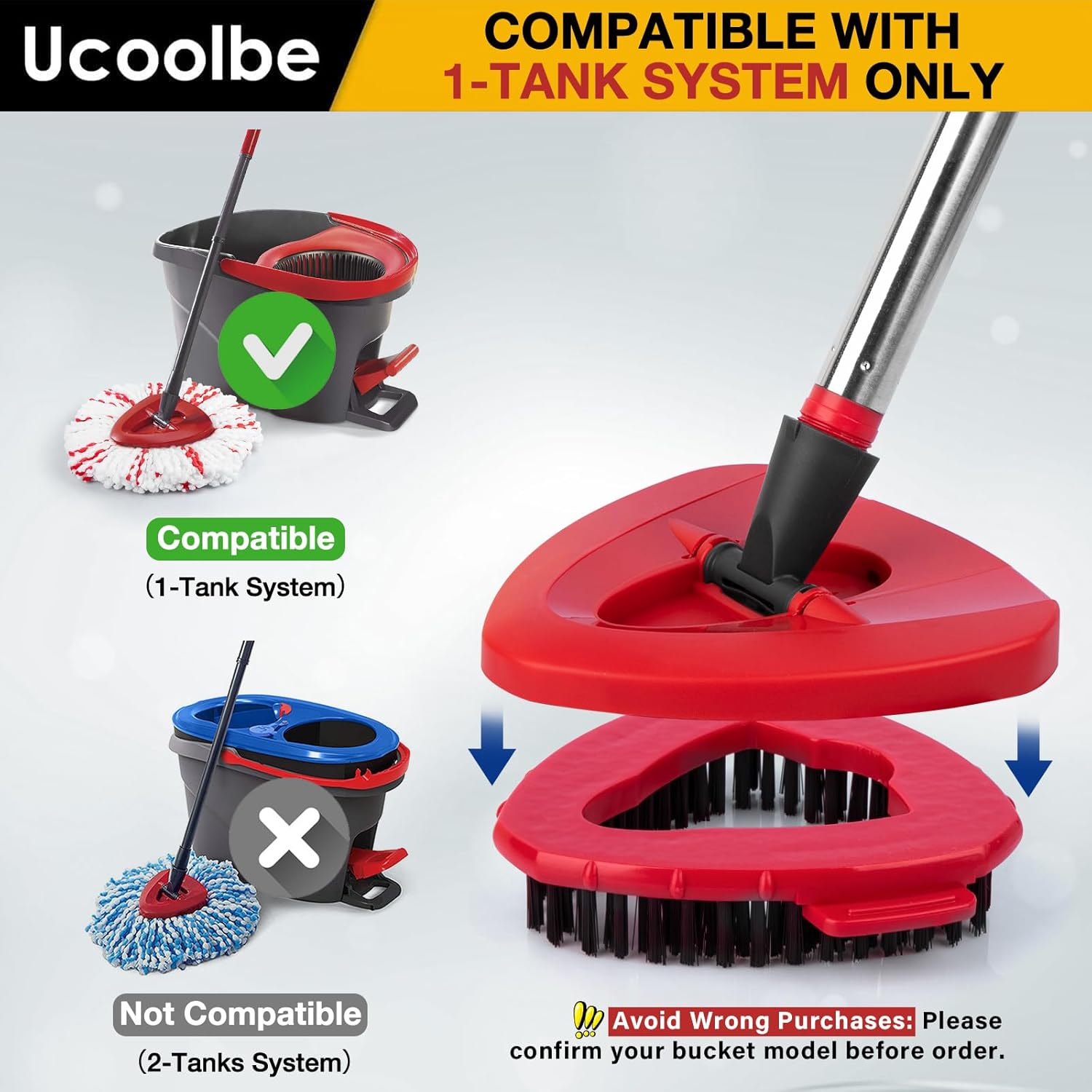 Ucoolbe Mop Brush for O-Cedar EasyWring 1 Tank System 2 Pack