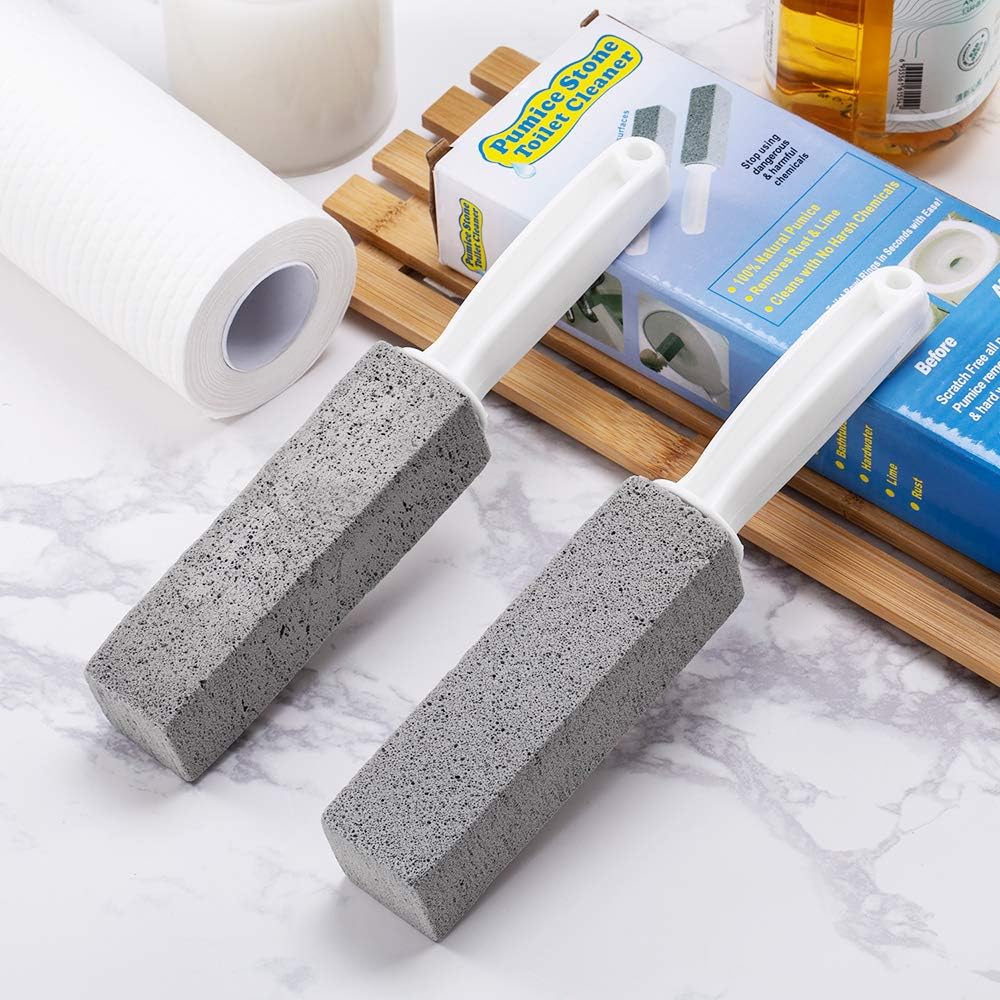 2 Pack Toilet Cleaner Pumice Stone with Ergonomic Handle