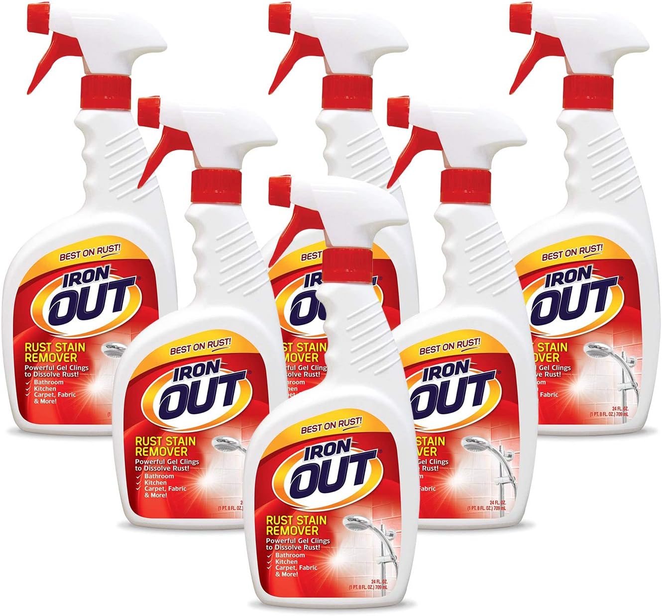 IRON OUT Spray Gel Rust Stain Remover 24 Oz Pack of 6