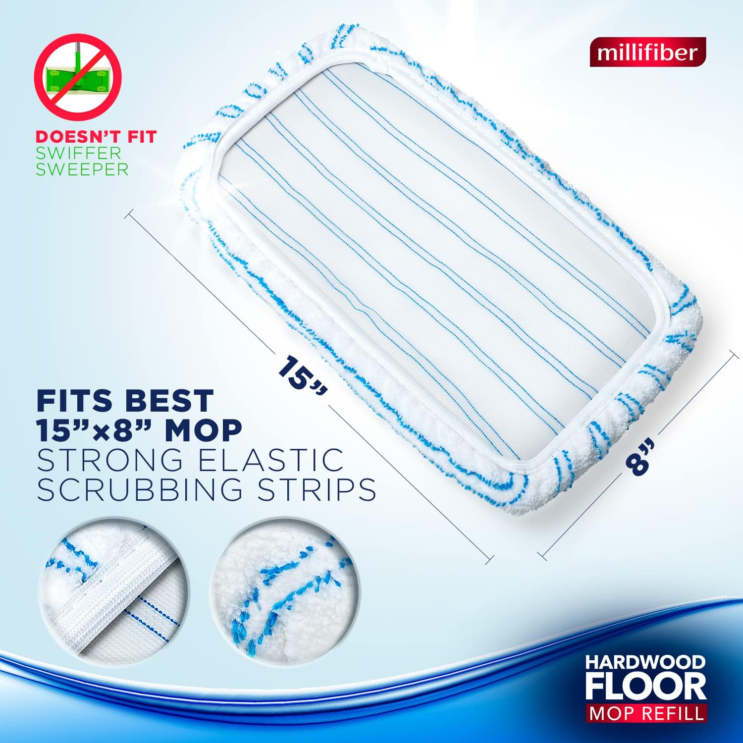Millifiber Microfiber Mop Refills 15x8 6-Pack