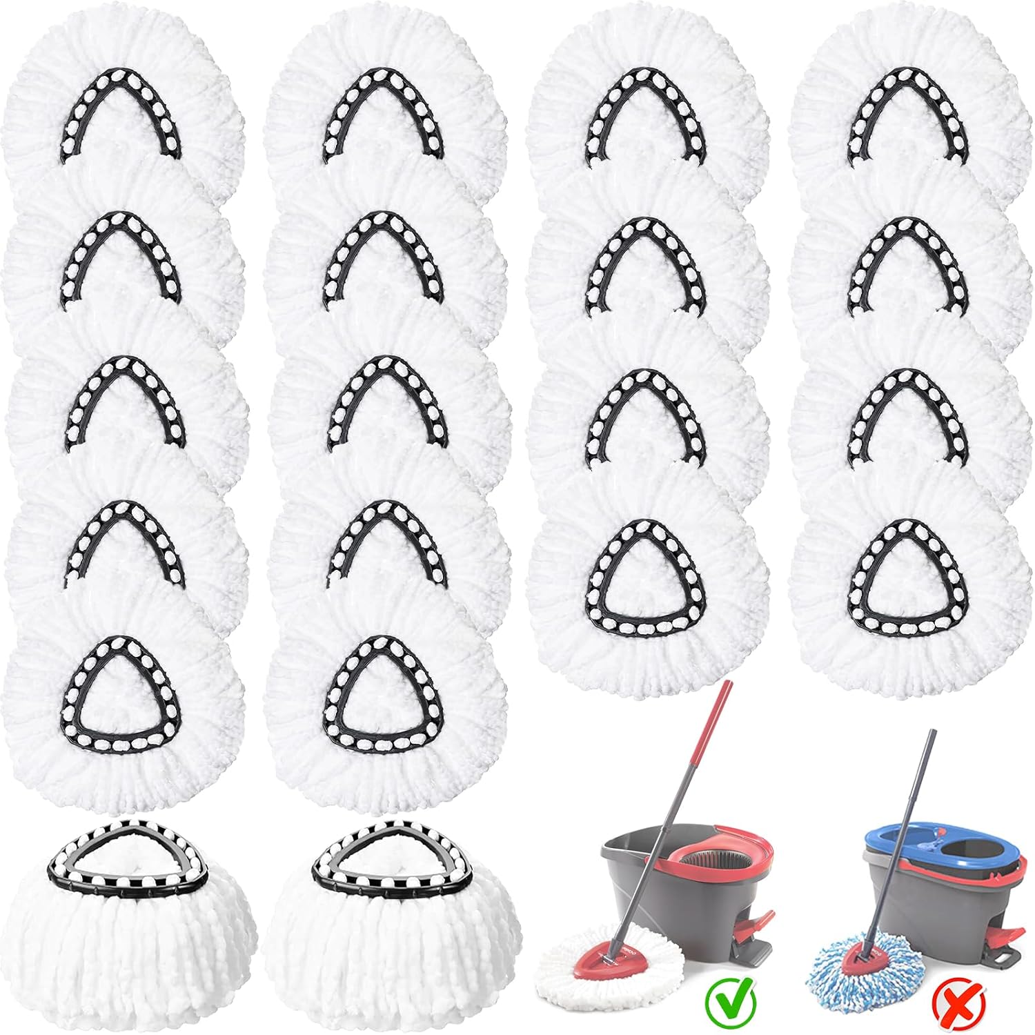 20 Pack Spin Mop Replacement Heads EasyWring 1-Tank System