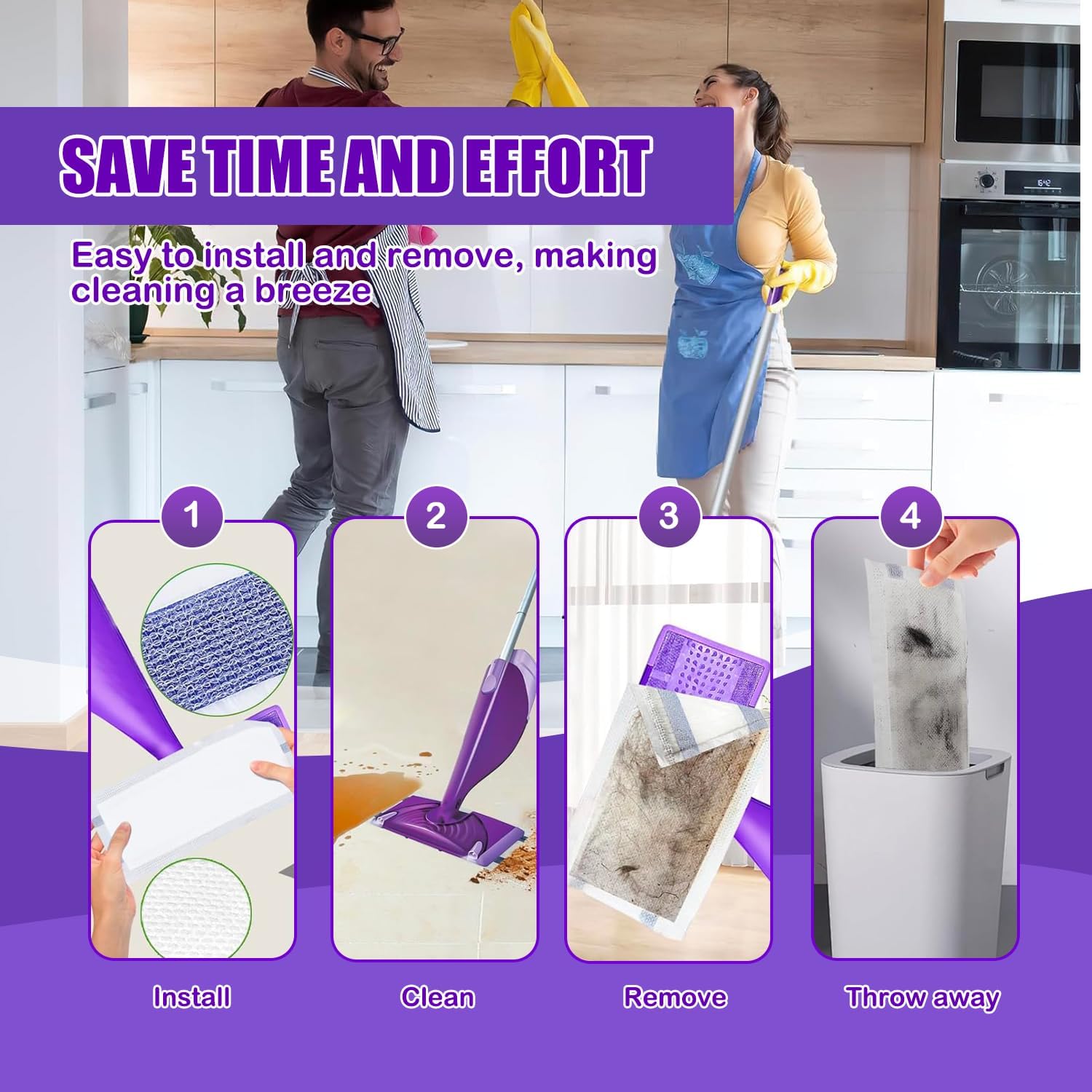 20 Count Swiffer WetJet Mop Pads Refill 4 Layers Thickened Super Absorbent
