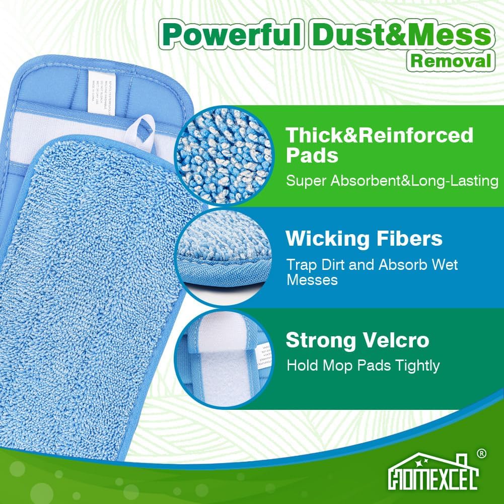 HOMEXCEL Microfiber Mop Pads - Swiffer Compatible 4 Pack Reusable Machine Washable
