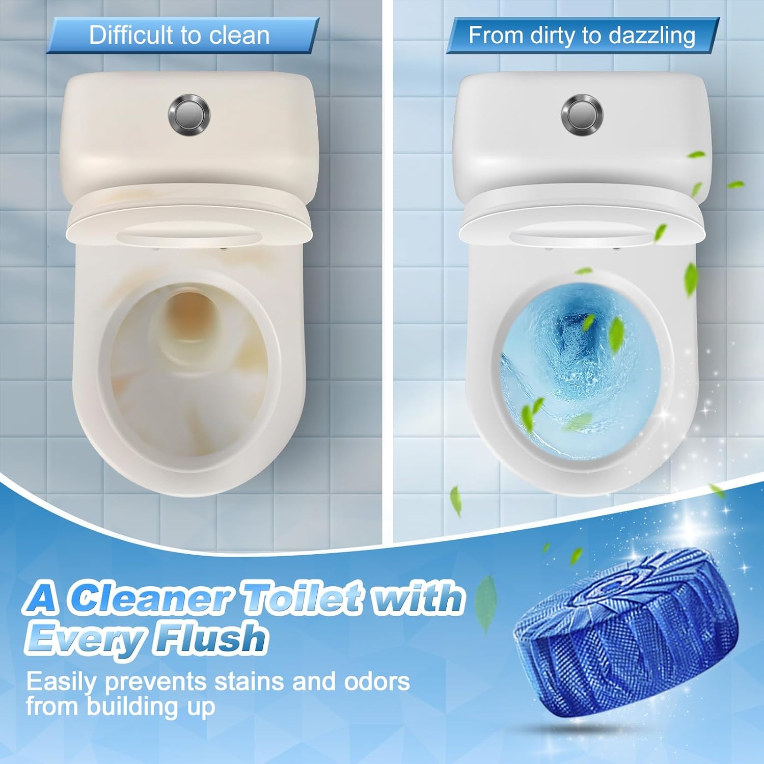 KIISIISO Toilet Bowl Tablets 54 Pack Automatic Cleaner with Long-Lasting Fragrance