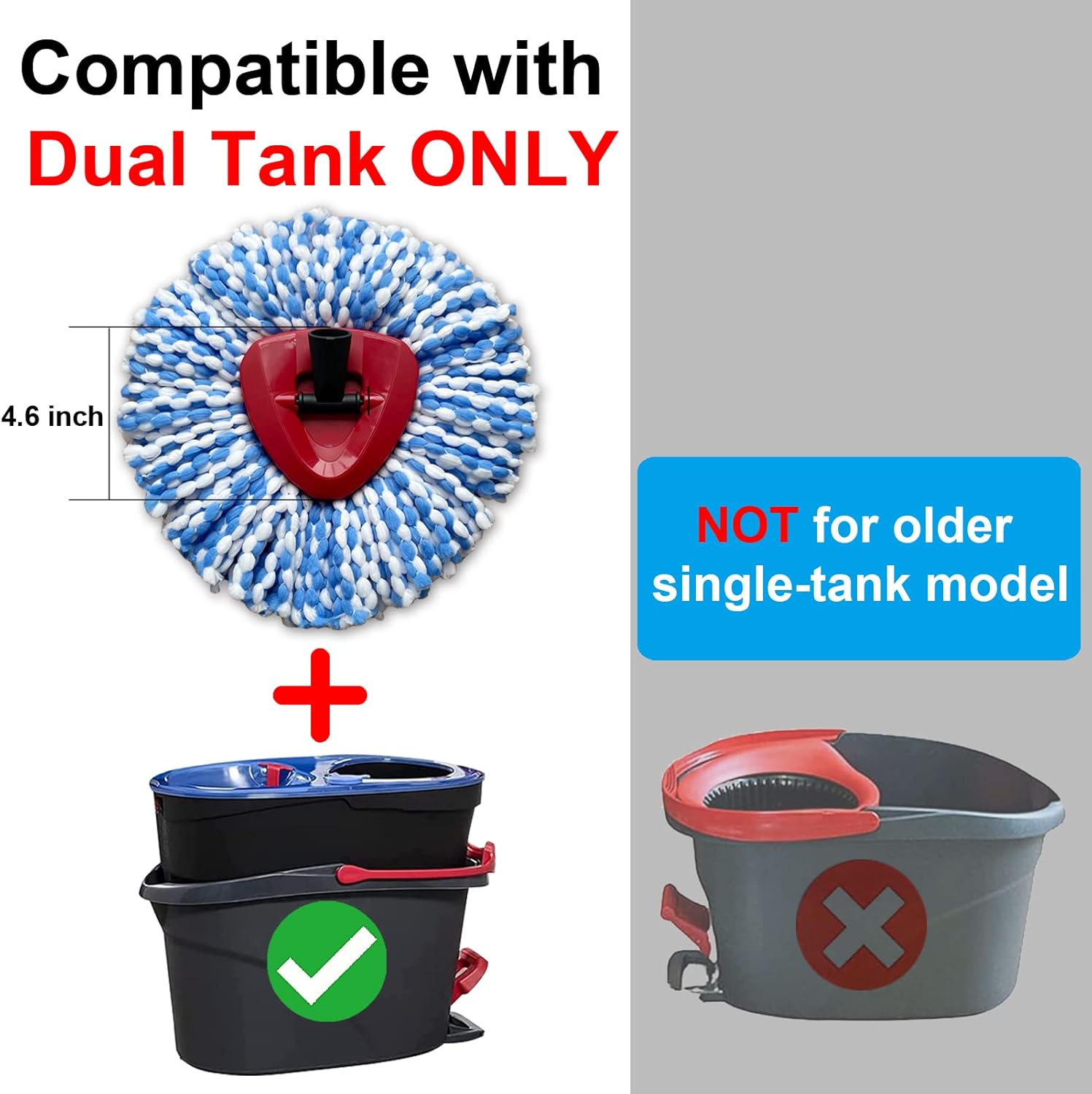 RUXIEWEY Spin Mop Refill Replacement Head 2 Pack