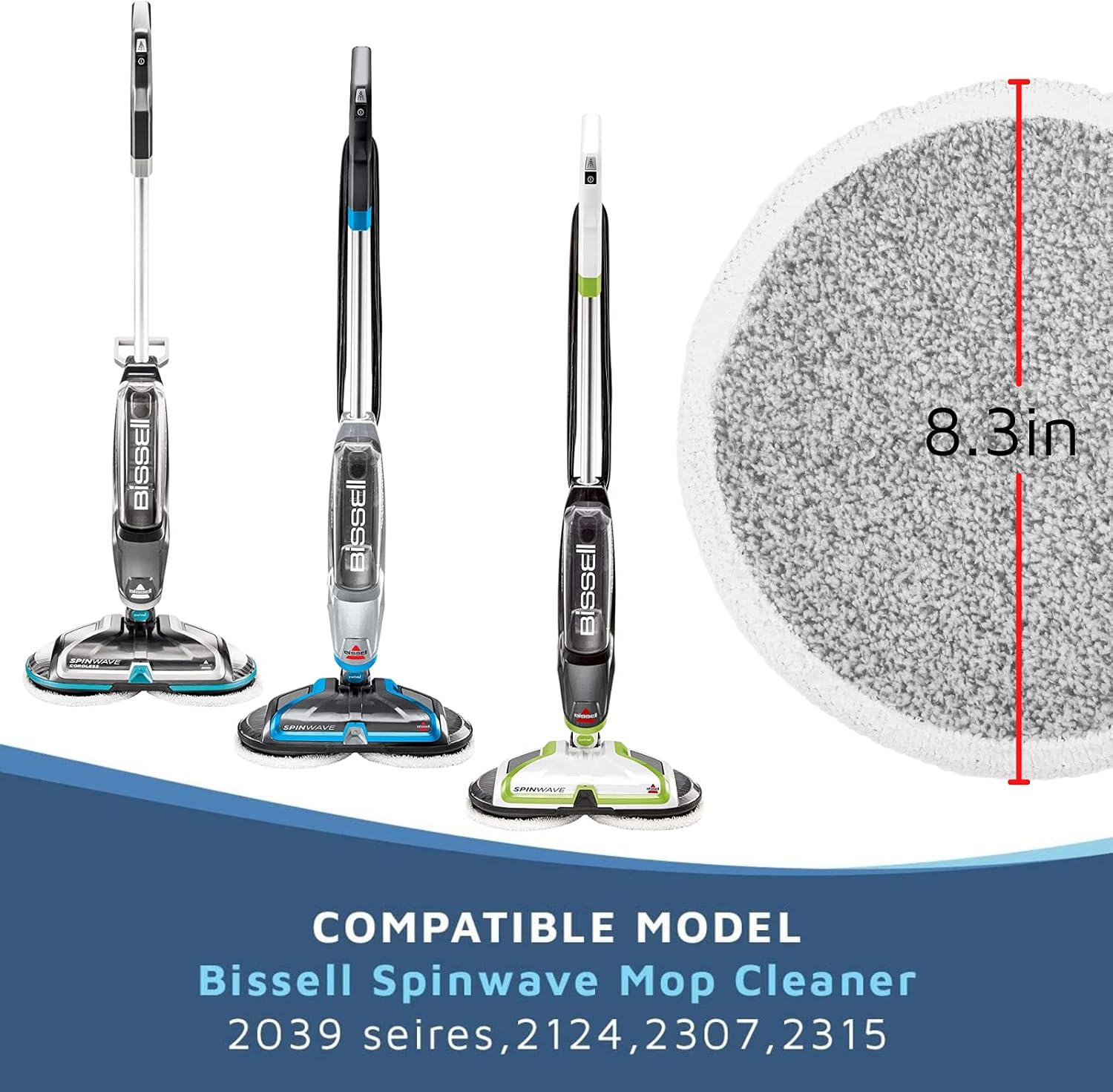 6 Pack Replacement Pads for Bissell Spinwave Hard Floor Mop