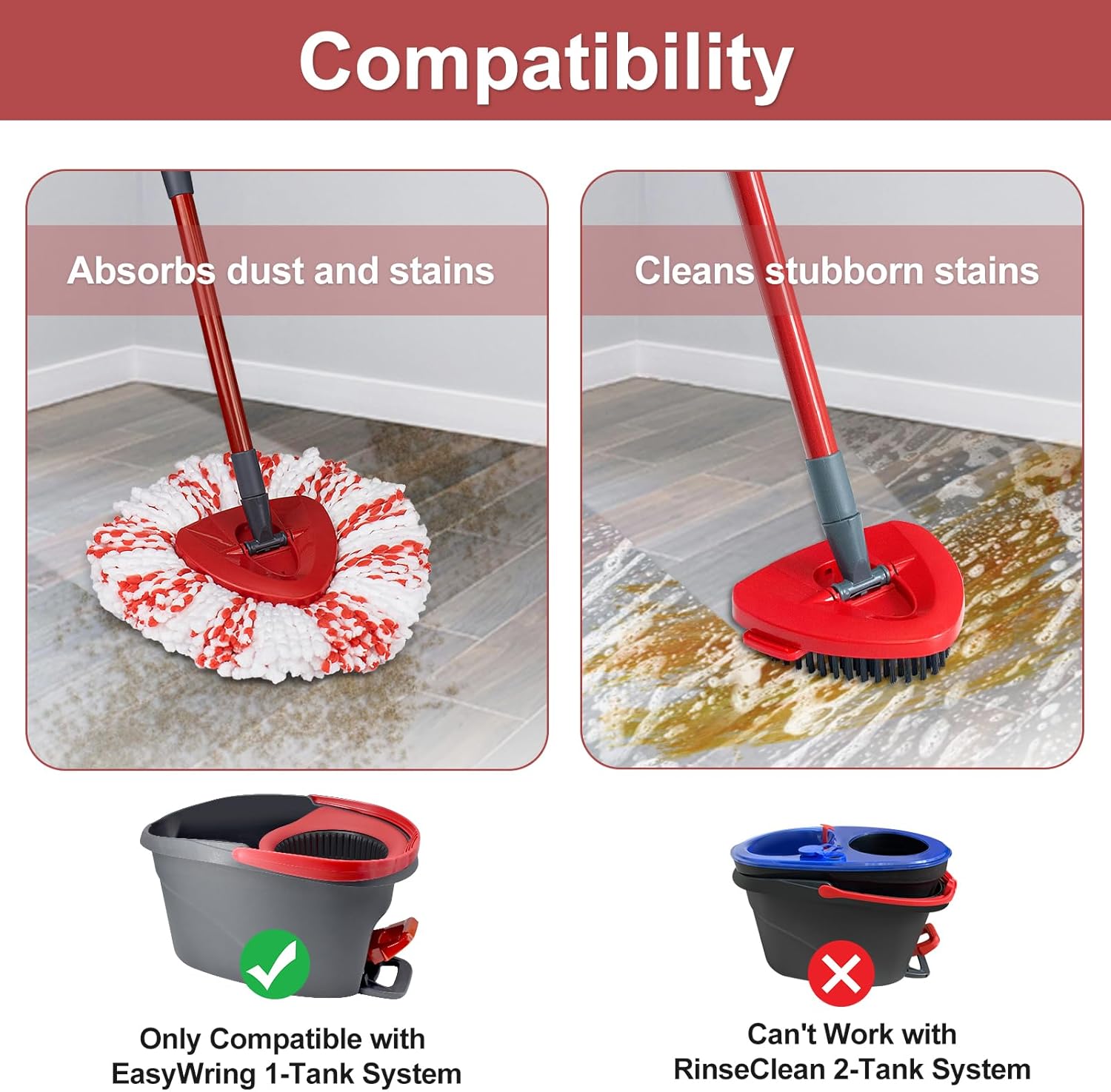 DLAIMI Spin Mop Replacement Set for O-Ceda EasyWring 1-Tank System