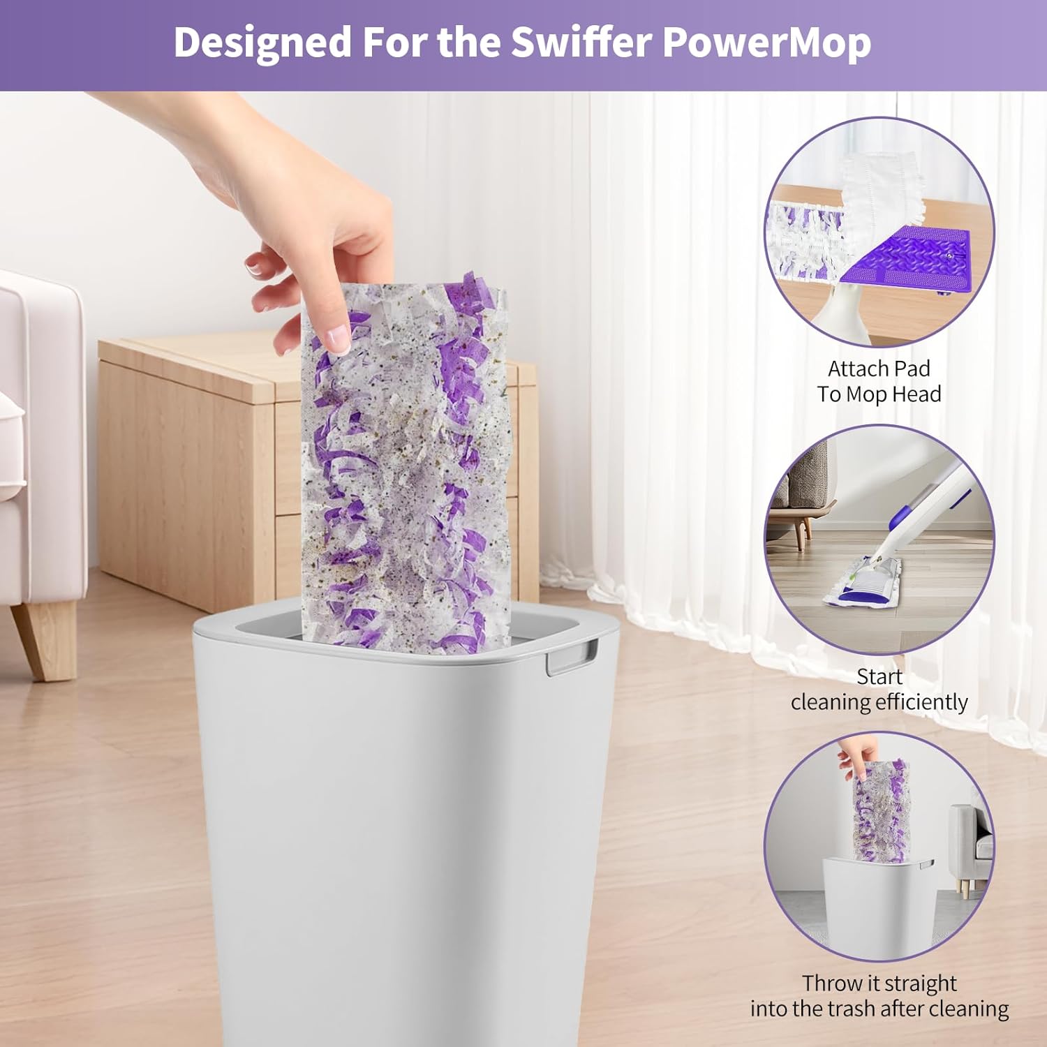 30 Pack PowerMop Replacement Pads for Multi-Surface and Wood Mops