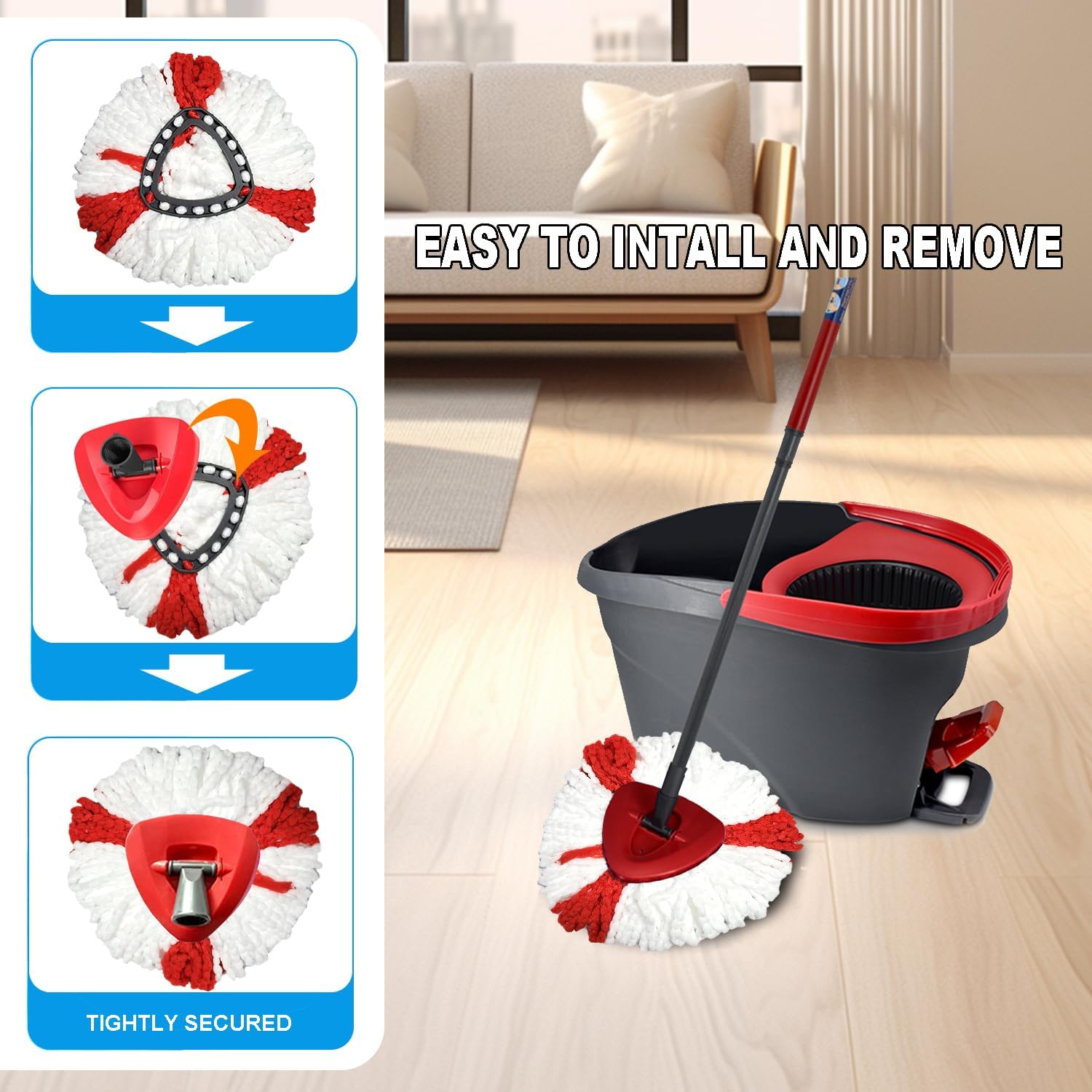 JIUMEE 1-Tank System O-Ceda Mop Replacement Head Set of 3 1